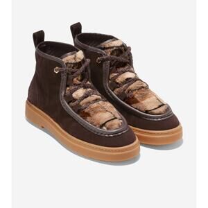 COLE HAAN WOMEN'S 6 DARK CHOCOLATE PLAID SUMMIT CHUKKA BOOTIE W26326